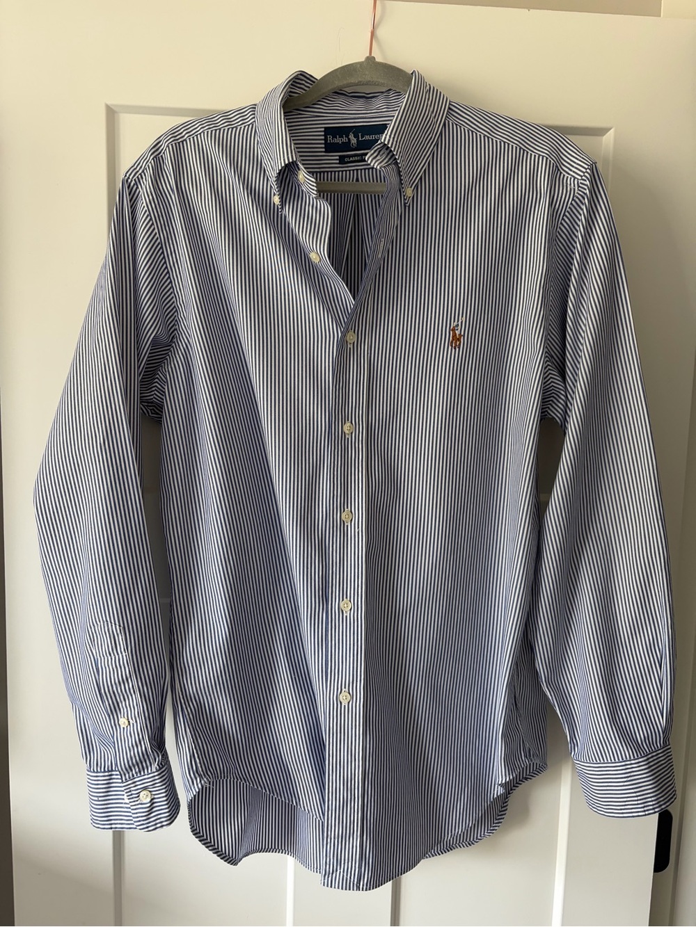 Like New! Ralph Lauren Blue and White Pinstripe Button-Down Shirt